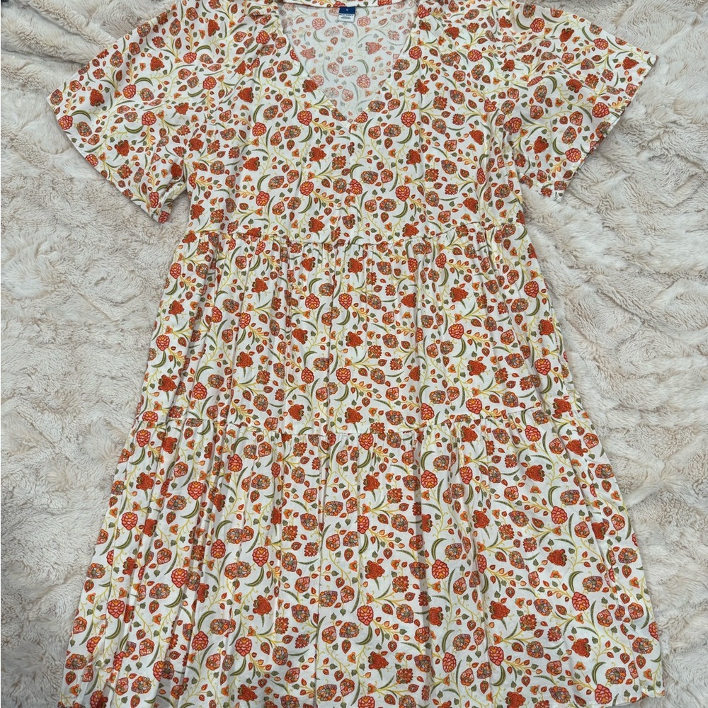 Old Navy Floral Print Dress - Red and Orange